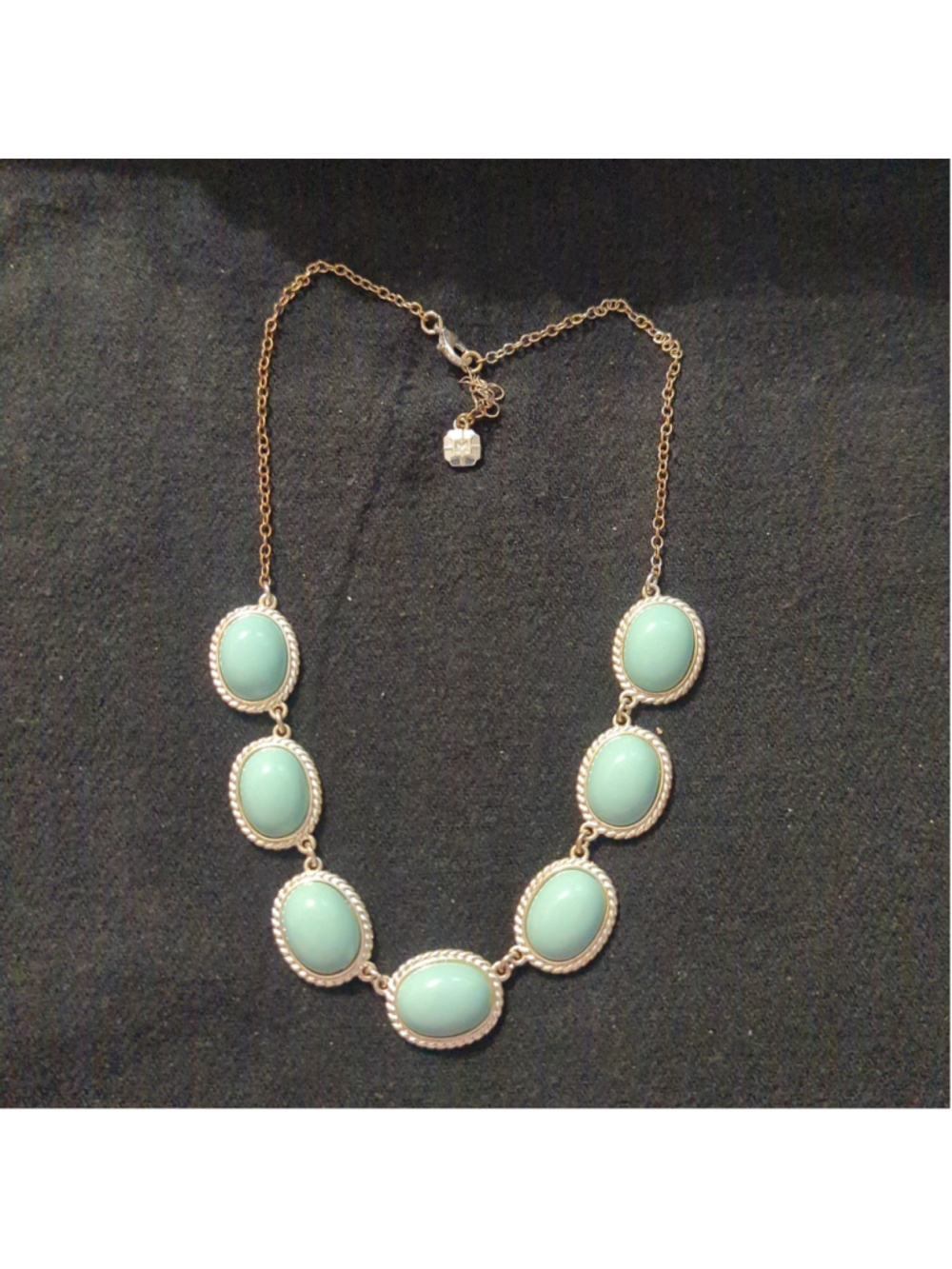 Monet Silver Tone Pastel Turquoise Blue Statement Necklace